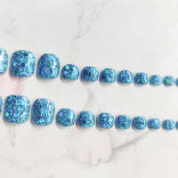 Parche para uñas con purpurina azul, 24 unidades