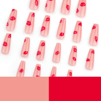 No.VN65 Valentine’s Red Lip Print Press-On Nails Set (24 Pcs)