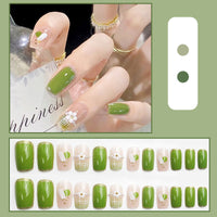 No.F514 Green Floral Fingernails Patch 24pcs/Set
