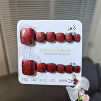 No.TP1 Red Cat's Eye Handmade Toenails Patch 10pcs/Set
