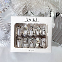 No.F302 White Flash Fingernails Patch 24pcs/Set