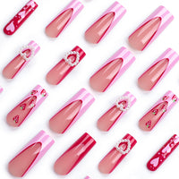 No.VN76 Valentine’s Heart-shaped Pearls Press-On Nails Set (24 Pcs)