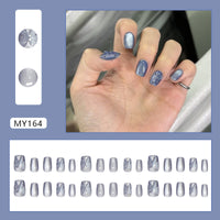 No.F392 Blue Butterfly Cat's Eye Fingernails Patch 24pcs/Set