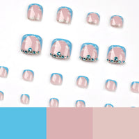 No.448 Blue Rhinestones Toenails Patch 24pcs/Set