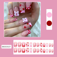 No.F263 Strawberry Bow Fingernails Patch 24pcs/Set