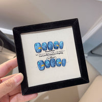 No.FP35 Blue Fish Cat's Eye Hand Made Fingernails 10pcs