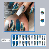 No.F425 Blue Gradient Fingernails Patch 24pcs/Set