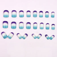 No.F89 Blue&Purple Gradient Fingernails Patch 24pcs/Set