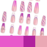 No.F335 Purple Flash Fingernails Patch 24pcs/Set