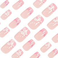 No.F377 Pink Glitter Fingernails Patch 24pcs/Set