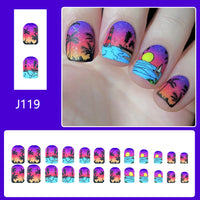 No.BH10 Beach Blue Fingernails Patch 24pcs/Set