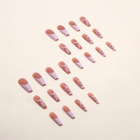 No.F554 Pink Heart Fingernails Patch 24pcs/Set