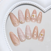No.F523 Bow Cat's Eye Fingernails Patch 24pcs/Set