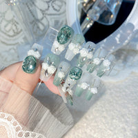 No.F298 Green Flowers Fingernails Patch 24pcs/Set