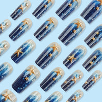 No.BH6 Ocean Blue Fingernails Patch 24pcs/Set