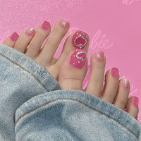 No.553 Rose Pink Glitter Toenails Patch 24pcs/Set