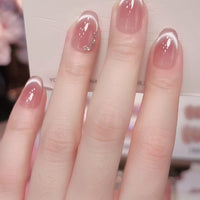 No.FP43 Pink Cat's Eye Hand Made Fingernails 10pcs