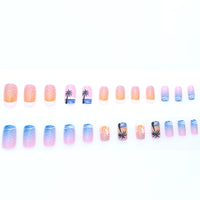 No.BH4 Wave Coconut Tree Fingernails Patch 24pcs/Set