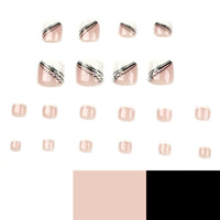 No.458 Black &White Lines Toenails Patch 24pcs/Set