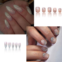 No.PSN60 White Snowflakes Fingernails Pair Set-48pcs