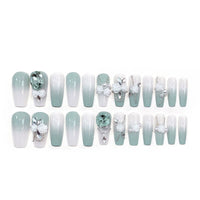 No.F298 Green Flowers Fingernails Patch 24pcs/Set