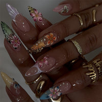 No.F408 Painted Flowers Fingernails Patch 24pcs/Set