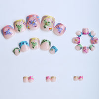 No.570 Colored Flowers Toenails Patch 24pcs/Set