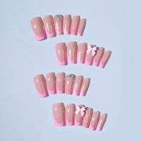 No.F397 Pink Love Heart Fingernails Patch 24pcs/Set