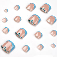 No.448 Blue Rhinestones Toenails Patch 24pcs/Set