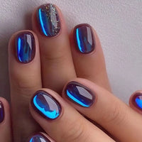 No.F325 Blue Glitter Fingernails Patch 24pcs/Set
