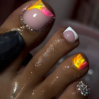 No.482 Orange Gradient Lines Toenails Patch 24pcs/Set