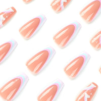 No.F255 Rainbow White Fingernails Patch 24pcs/Set