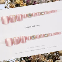 No.518 Pink Cat's Eye Toenails Patch 24pcs/Set