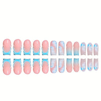 No.F379 Blue Ocean Fingernails Patch 24pcs/Set
