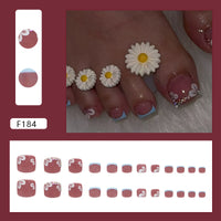 No.582 White Flower Toenails Patch 24pcs/Set
