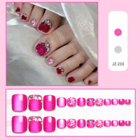 No.606 Rose Red Cat's Eye Toenails Patch 24pcs/Set