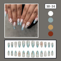 No.F438 Blue Cat's Eye Fingernails Patch 24pcs/Set