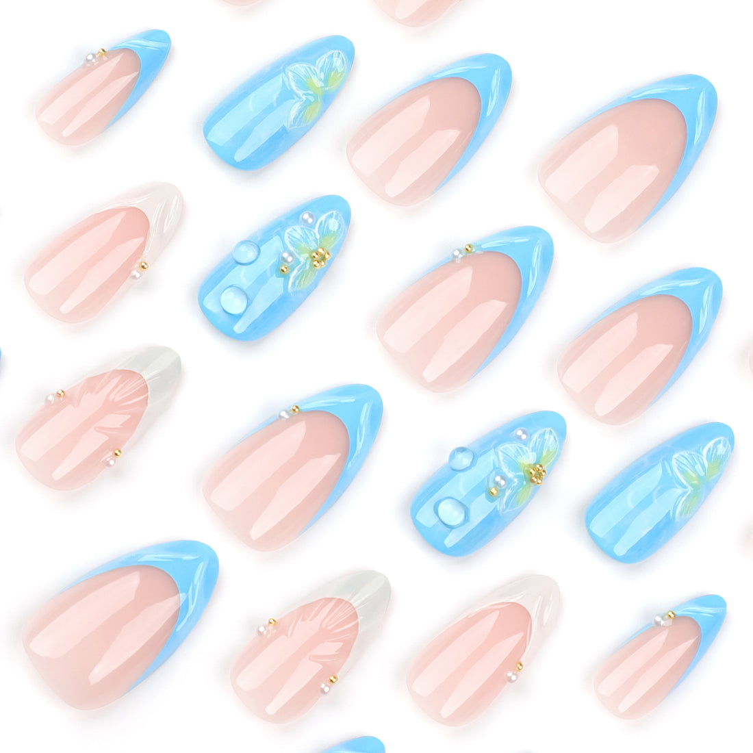 No.F380 3D Shell Water Drop Fingernails Patch 24pcs/Set