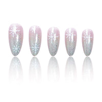 No.PSN60 White Snowflakes Fingernails Pair Set-48pcs