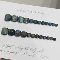 No.52 Rainbow Cat's Eye Toenail 24pcs/Sets