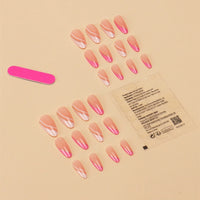 No.F346 Pink Stripes Fingernails Patch 24pcs/Set