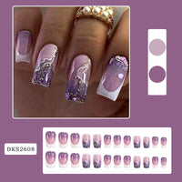 No.F262 Taro Purple Fingernails Patch 24pcs/Set
