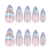 No.F348 Blue Cat's Eye Fingernails Patch 24pcs/Set