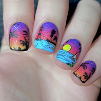 No.BH10 Beach Blue Fingernails Patch 24pcs/Set