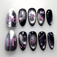 No.F580 Black Cat's Eye Fingernails Patch 24pcs/Set