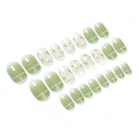 No.F514 Green Floral Fingernails Patch 24pcs/Set