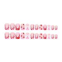 No.F263 Strawberry Bow Fingernails Patch 24pcs/Set