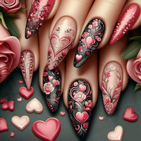 No.F258 Rose Heart Fingernails Patch 24pcs/Set