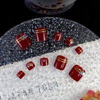 No.521 Wine Red Toenails Patch 24pcs/Set