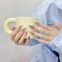 No.FP12 10pcs Purple Cat's Eye Handmade Press-On Fingernails